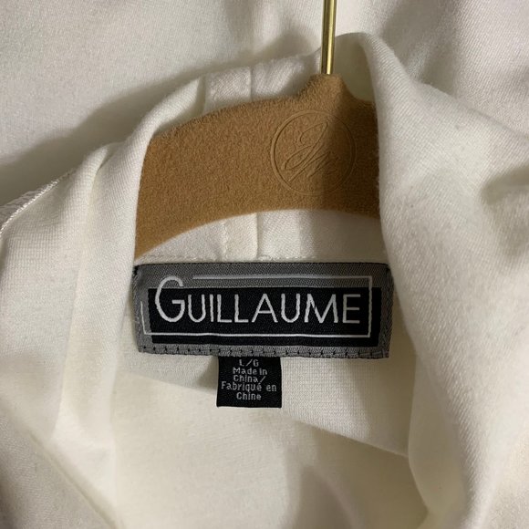 Guillaume Off-White Women's Waterfall Open Cardigan Flowy Sequin Collar, Size L - Picture 5 of 9